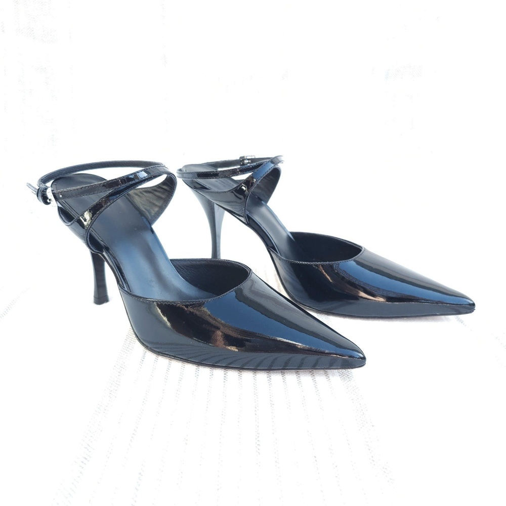 Reformation Camille Rowe Heels Womens 6.5 Black Patent Leather Stiletto Hoco